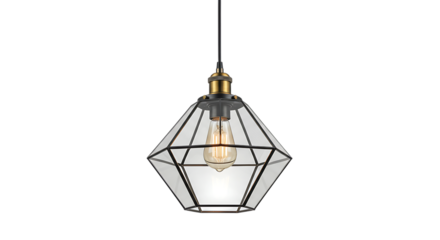 Geometric Glass Pendant Light Fixture Modern Farmhouse Style