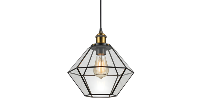 Geometric Glass Pendant Light Fixture Modern Farmhouse Style