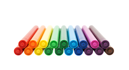 Rainbow Colored Markers Row Bright Vivid Art Supplies