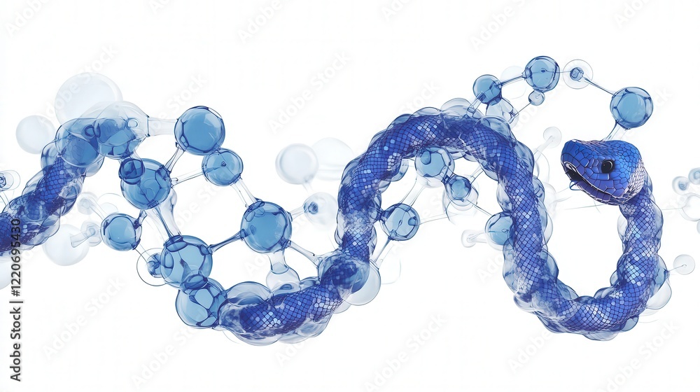 Poster molecular structure diagram showing the components of snake venom and how these are used to develop 