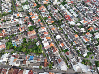 aerial view of housing in Indonesia, residential and real estate business concepts for investment.