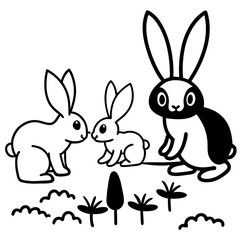 vector illustration of easter rabbits