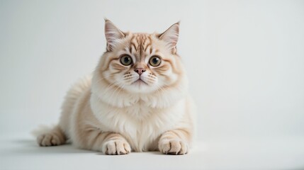 Obraz premium Persian cat with a flat face, Light Tabby Cat lying down against a plain background