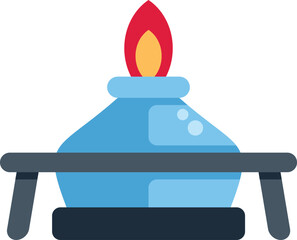 Alcohol burner is generating a red flame for a science experiment