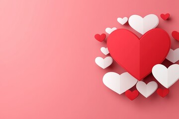 Minimalist Valentine's day background with placeholder for text. Valentine's day romantic background for greeting card, invitation, poster or banners