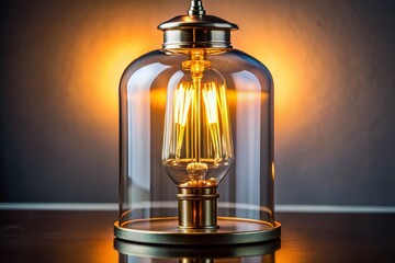 Elegant Glass Lamp End with Electrical Contacts on Solid Background - Copy Space