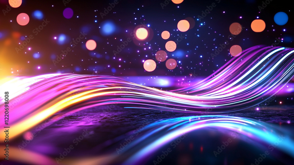 Poster dynamic multicolored light trails abstract background