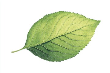 Obraz premium A green leaf with a yellow stem on a white background