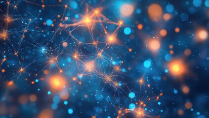 Image of a network of dots and lines on a blue background