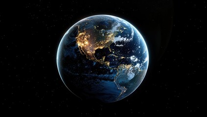 Obraz premium An image capturing the earth viewed from space, set against a black background