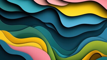 Obraz premium Abstract colorful wavy layered paper art background. (1)