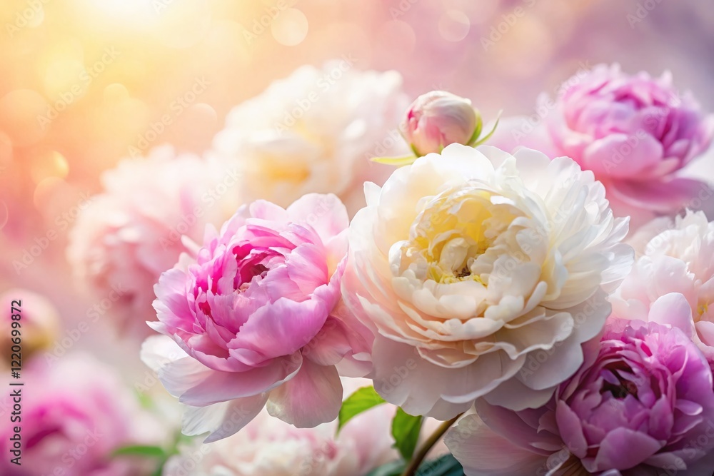 Poster elegant peony pattern background with white space: perfect for design projects