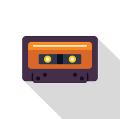 Classic orange and purple audio cassette tape, a nostalgic symbol of retro music and analog sound recording