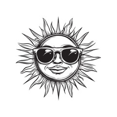 sun with sunglasses