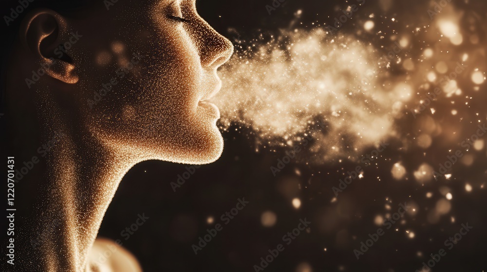 Poster dust particles and the resulting coughing reflex, showing how pollution can affect lung health and c