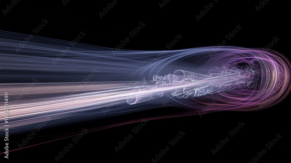 Aufkleber simulation of gas particles in motion, with trails of light illustrating their speed and direction.