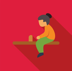 Sad child sitting alone on a seesaw, waiting for a friend to come and play