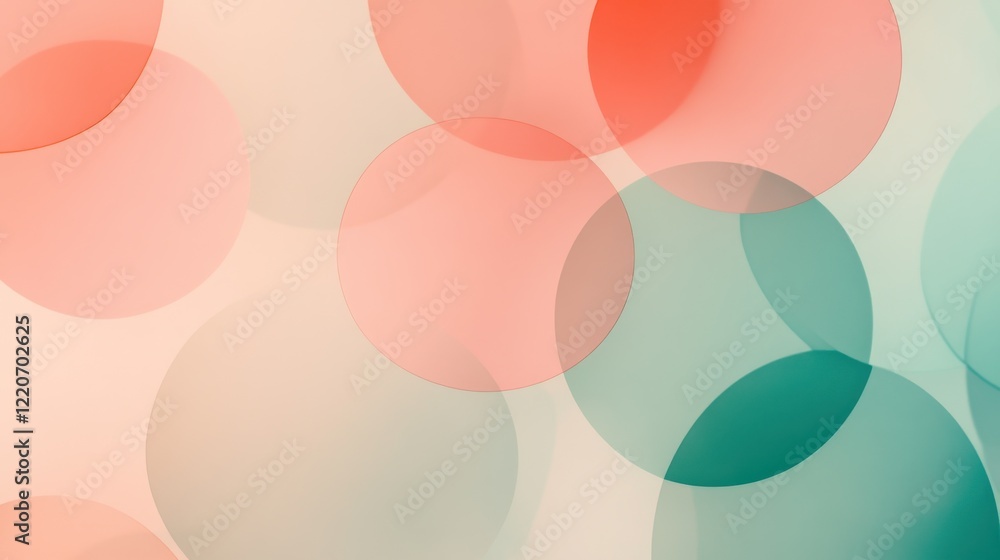 Poster Soft overlapping circles in pastel colors create a soothing visual effect for modern design in any setting