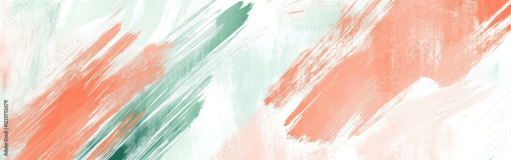 Aufkleber soft pastel coral and mint brushstrokes create a calming abstract background for creative projects a