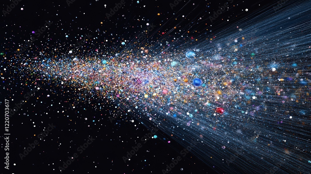 Fototapete multicolored particles suspended in space, representing the diversity of matter at a microscopic lev