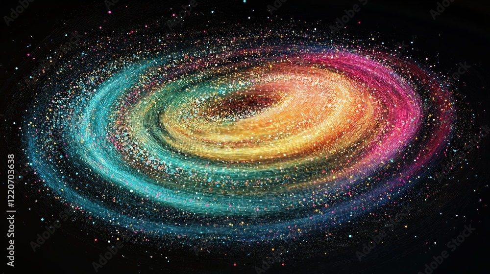 Fototapete multicolored particles suspended in space, representing the diversity of matter at a microscopic lev