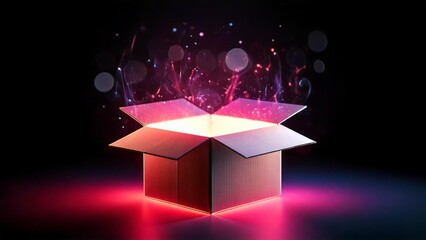 段ボール箱のイメージ  開封 幻想的 背景素材 チラシ・バナー・動画素材 AI生成素材