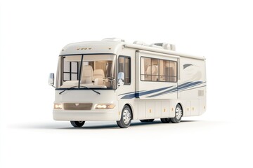 Spacious Motorhome With Dual Slide-Outs and Panoramic Windshield in Stylish Silver and Blue Accents