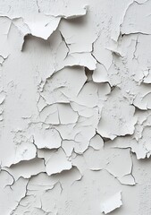 Obraz premium A highly detailed, high-resolution photograph of an aged white concrete wall with peeling paint and weathering.