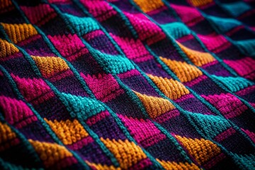 Emo Tricot Texture Background with Geometric Rhombuses - High Depth of Field Stock Photo
