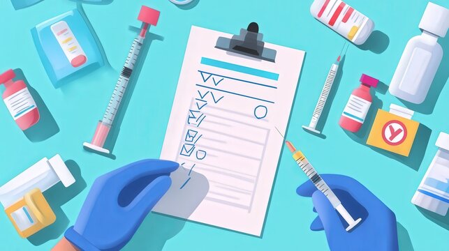 vaccination checklist with dosage details for each type of vaccine against preventable diseases.