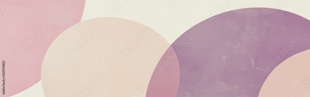 Poster soft pastel geometric abstract design featuring overlapping circles in muted tones of pink and purpl