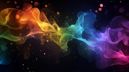 Obraz premium Colorful abstract wave design with light particles.