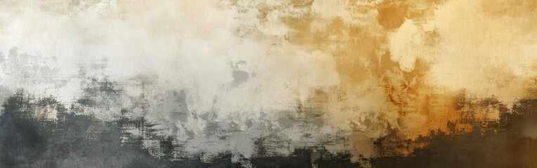 Abstract artwork featuring minimalist incomplete strokes in muted amber and soft tones against a textured background