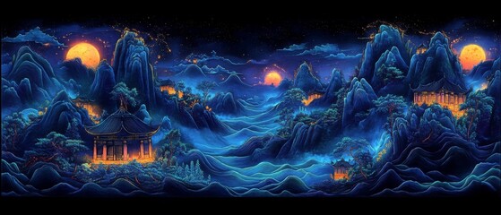 Abstract Art Dreamy Light and Shadow landscape Creative Design Backgrounds
