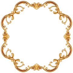 Golden frame on transparent background, cut out, 3D render