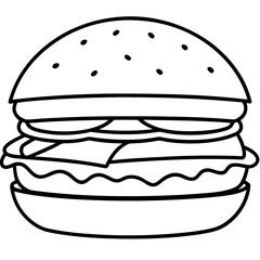 Modern Burger Outline Vector Art