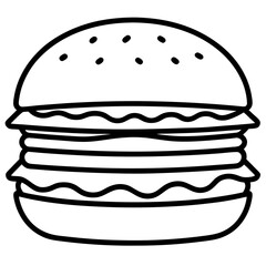 Modern Burger Outline Vector Art