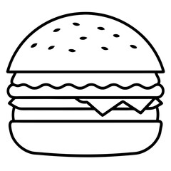 Modern Burger Outline Vector Art