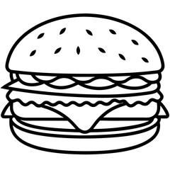 Modern Burger Outline Vector Art
