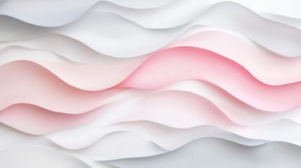 Obraz premium Soft undulating waves of white and pink create a tranquil atmosphere in a minimalist setting