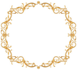 Golden frame on transparent background, cut out, 3D render