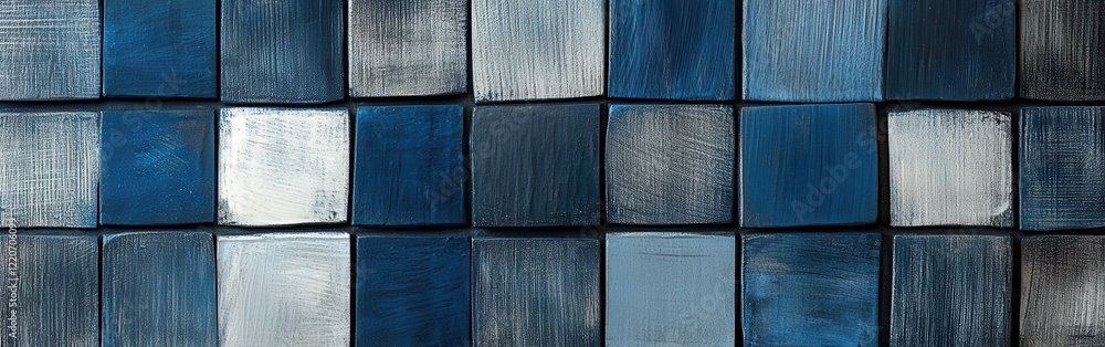 Poster elegant wash of muted colors with pencil strokes creating a textured surface of interlocking squares
