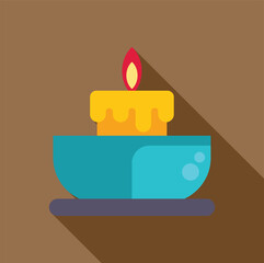 Illustration of a burning candle resting on a bowl, creating a warm and inviting atmosphere