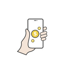 Money or digital payment icon on smartphone. Vector illustration