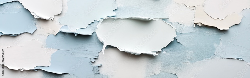 Poster soft torn edges of paint create an elegant backdrop with textured pencil strokes in calming blue ton