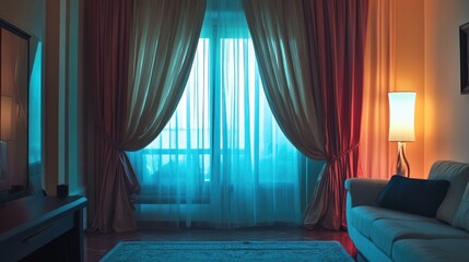 Curtain window interior decoration in living room