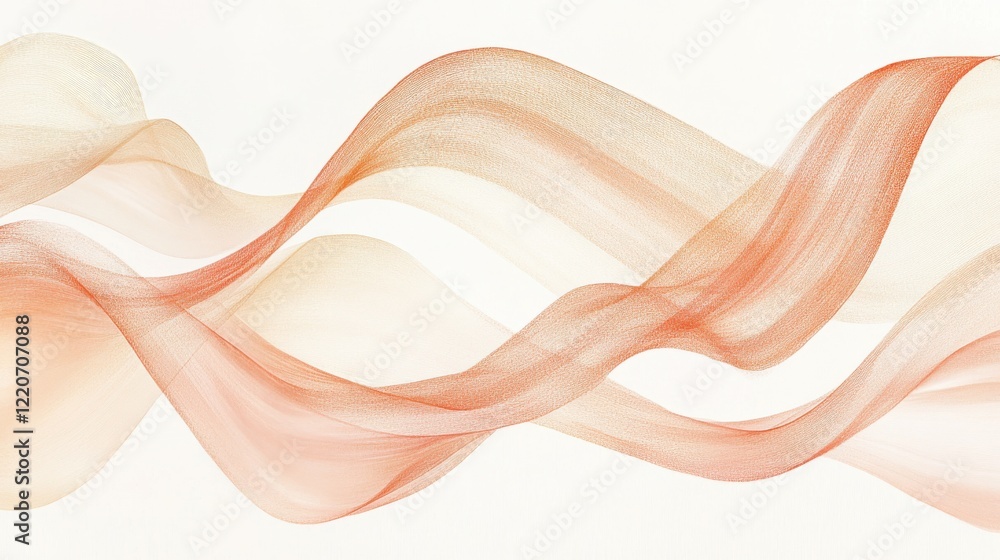Poster Elegant flowing ribbons of pencil strokes create a soft and harmonious abstract composition evoking tranquility and grace