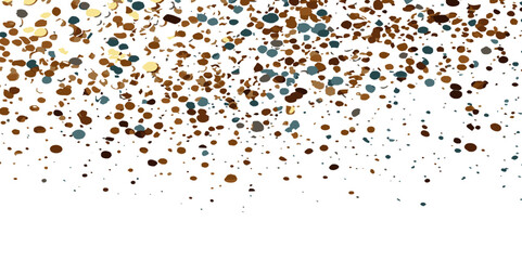 Obraz premium abstract golden color star and doted spotted confetti during holiday celebration template on white background. Concept for Studio shot, holiday celebration event vector illustration.