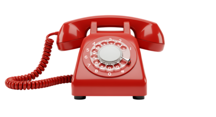 Classic Red Rotary Phone Image Retro Communication Device