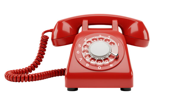 Classic Red Rotary Phone Image Retro Communication Device